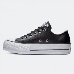 Converse Chuck Taylor All Star Clean Leather Γυναικεία Platform Παπούτσια DARK BLUE-BLACK BLACK