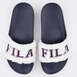 Fila Heritage Furry Drifter Collegiate Γυναικεία Slides DARK BLUE WHITE