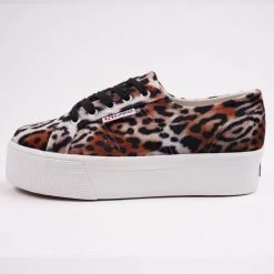 Γυναικεία Superga 2790 Platform Velvet Sneakers Leopard-Brown Black