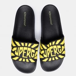 Γυναικεία Superga Logo Unisex Slides Black-Yellow