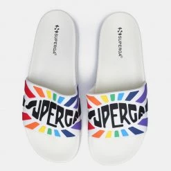 Γυναικεία Superga Logo Unisex Slides White Multicolor