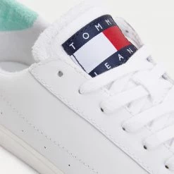 Tommy Jeans Leather Low Cut Γυναικεία Παπούτσια Clear Lagoon -Γυναικεία Παπούτσια Κατάστημα tommy jeans wmn leather low cut vulc 3