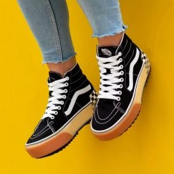 Vans Sk8-Hi Stacked Γυναικεία Παπούτσια Black/Checkerbo -Γυναικεία Παπούτσια Κατάστημα vans ua sk8 hi stacked black 5